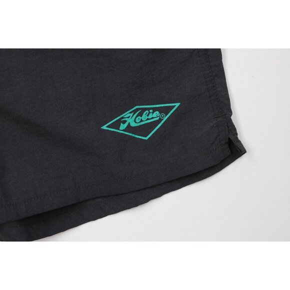 Vintage 90s Hobie Surfing Mens XL Faded Spell Out Lined Swim Trunks Shorts Black - Picture 5 of 15